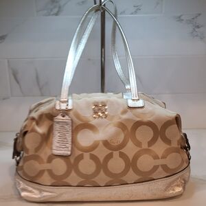 Coach Julia Signature OpArt Shoulder Barrel Tote #14963 2010